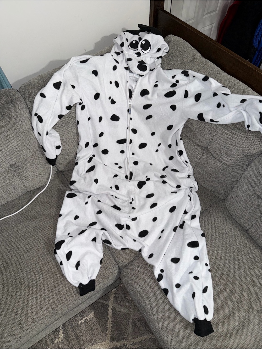 Adults Dalmatian Spot One-Piece Pajama Hoodie